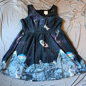 Modcloth Galaxy space cats dress 2x